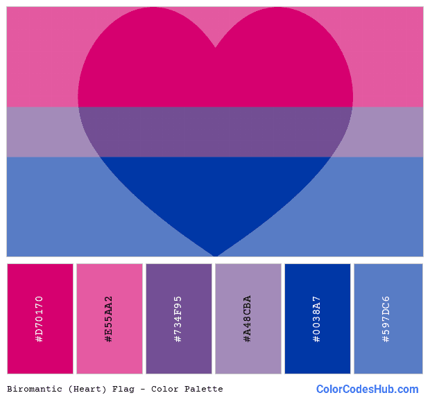 Biromantic (Heart) flag color palette