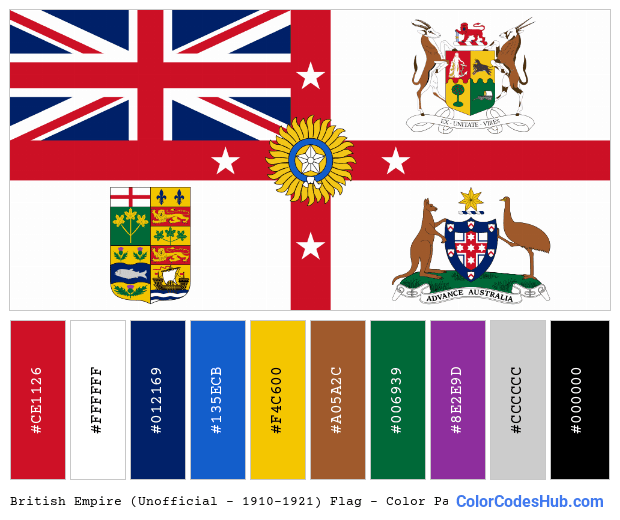 British Empire (Unofficial – 1910-1921) flag color palette