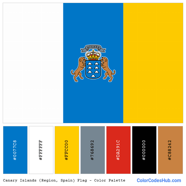 Canary Islands (Region, Spain) flag color palette