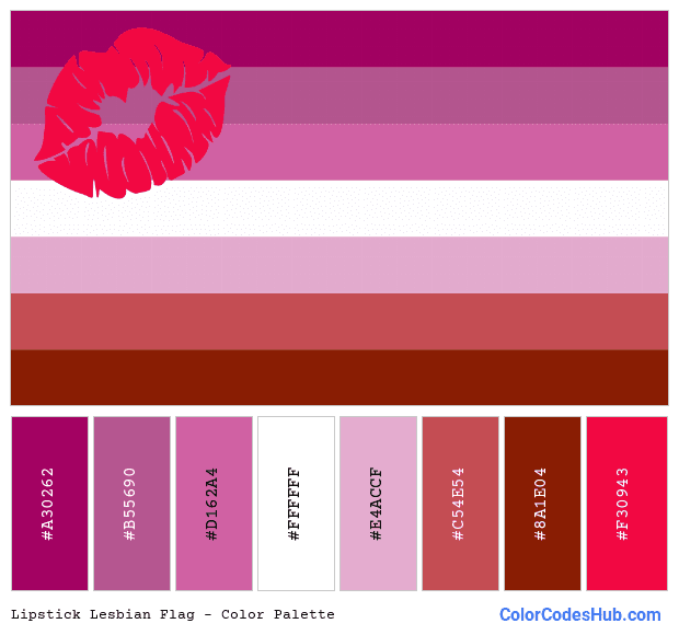 Lipstick Lesbian flag color palette
