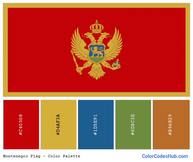 Montenegro flag color palette