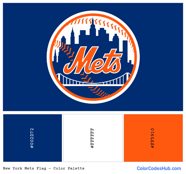 New York Mets flag color palette