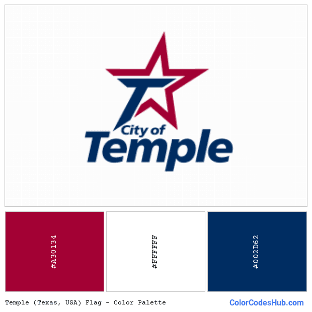 Temple (Texas, USA) flag color palette