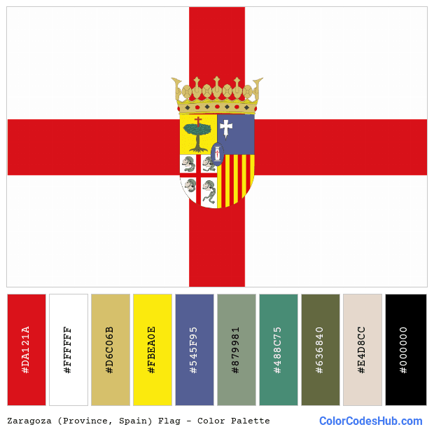Zaragoza (Province, Spain) flag color palette