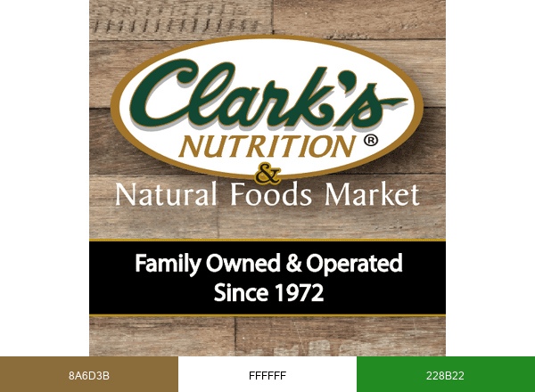 Clark's Nutrition & Natural Foods Market brand color palette