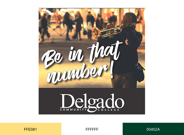 Delgado College NOLA brand color palette