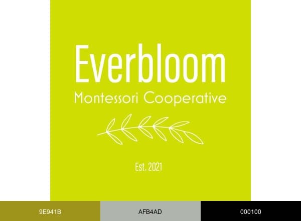 Everbloom Montessori Cooperative brand color palette