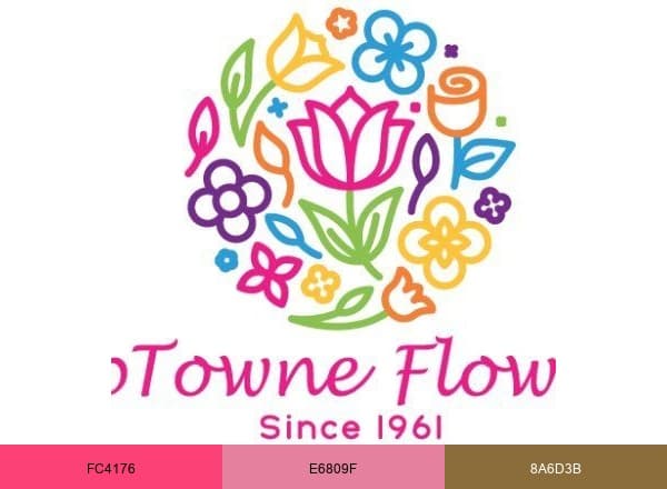 UpTowne Flowers & Gift Shoppe brand color palette