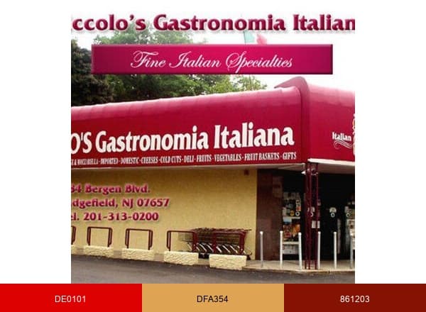 Piccolo's Gastronomia brand color palette