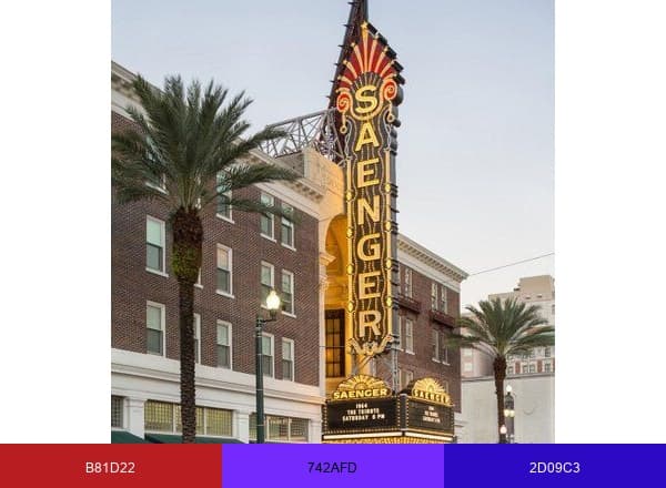 Saenger Theatre brand color palette