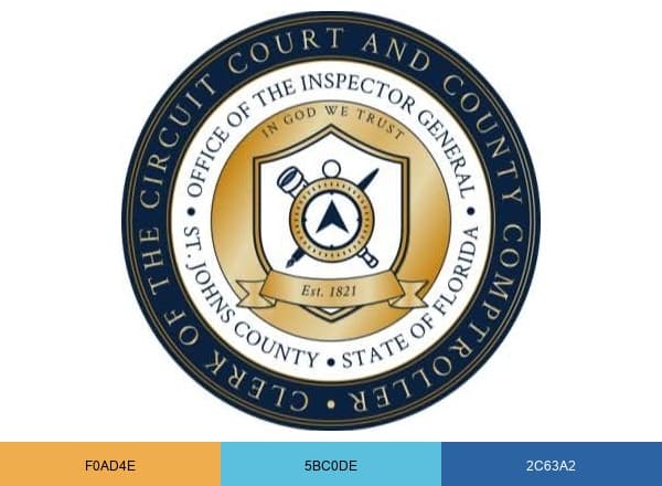 St. Johns County Clerk of the Circuit Court and County Comptroller brand color palette