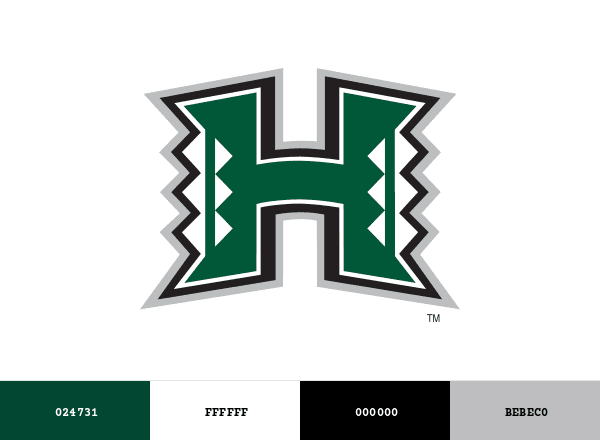 Hawaii Rainbow Warriors and Rainbow Wahine brand color palette