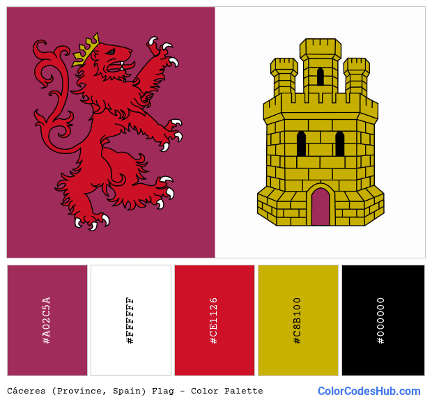 Cáceres (Province, Spain) flag color palette