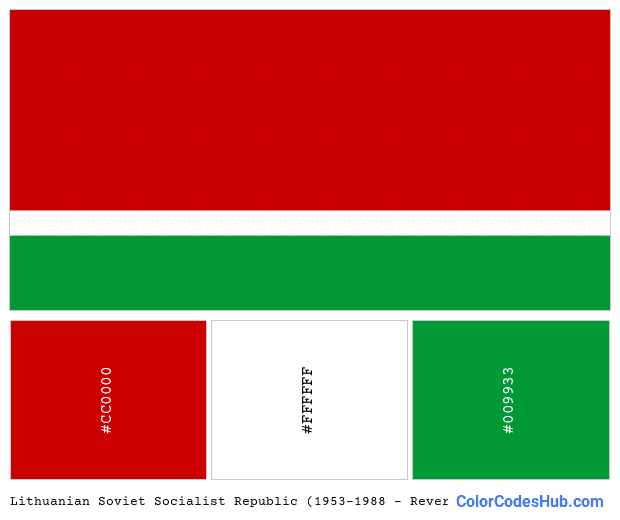 Lithuanian Soviet Socialist Republic (1953–1988 – Reverse) flag color palette