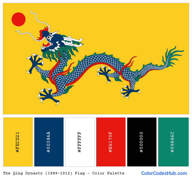 The Qing Dynasty (1889–1912) flag color palette